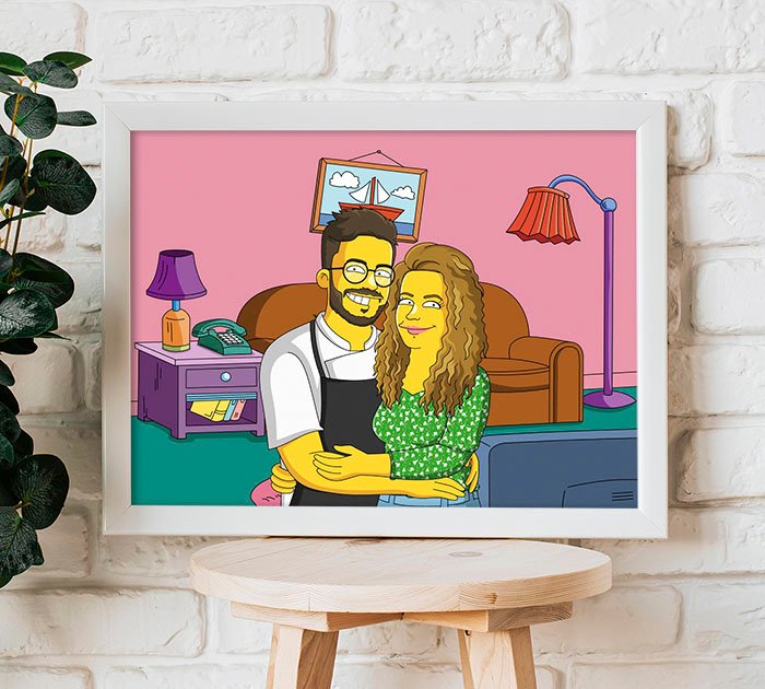Poster de namoro geek personalizado estilo simpsons