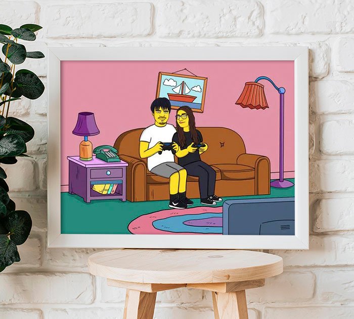 Poster de namoro geek personalizado estilo simpsons