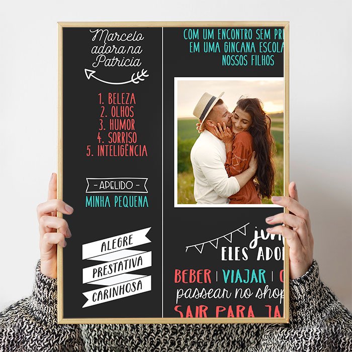 Poster Chalkboard de namoro personalizado